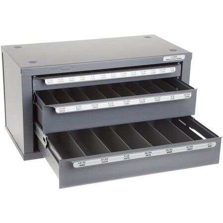 Huot 3-Drawer Drill Bit Dispenser Cab For Jobber Length Fractional Sizes 13000